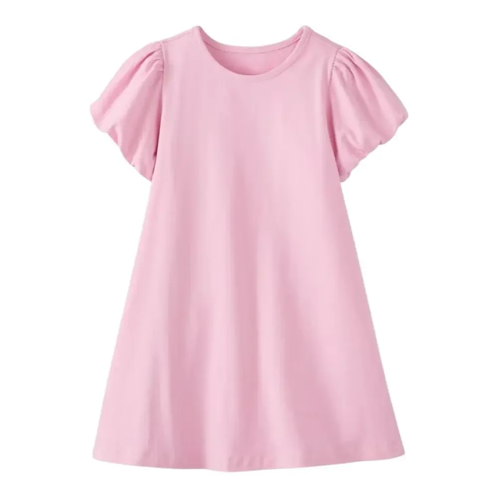 Hanna Andersson Girls Bubble Sleeve Dress. Size 3. Pink Lilac NWT Cotton Pockets